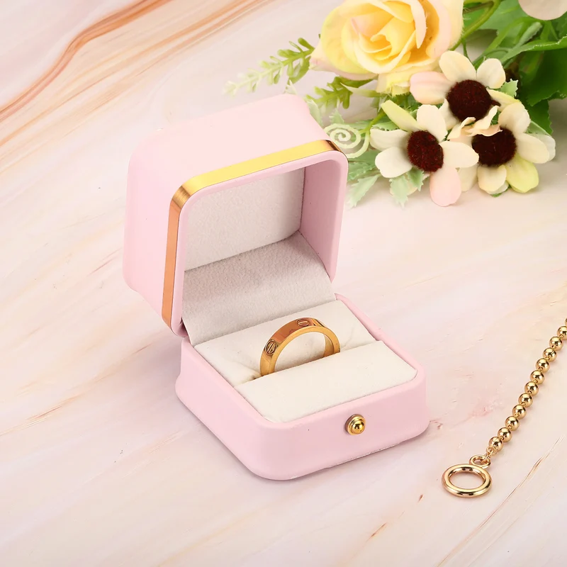 Velvet Ring Box, Single Slot Wedding Ring Box Jewelry Holder Style 2, Blue