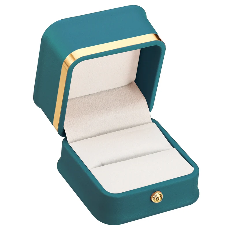 Velvet Ring Box, Single Slot Wedding Ring Box Jewelry Holder Style 2, Blue