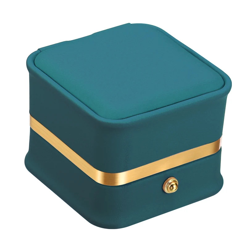 Velvet Ring Box, Single Slot Wedding Ring Box Jewelry Holder Style 2, Blue