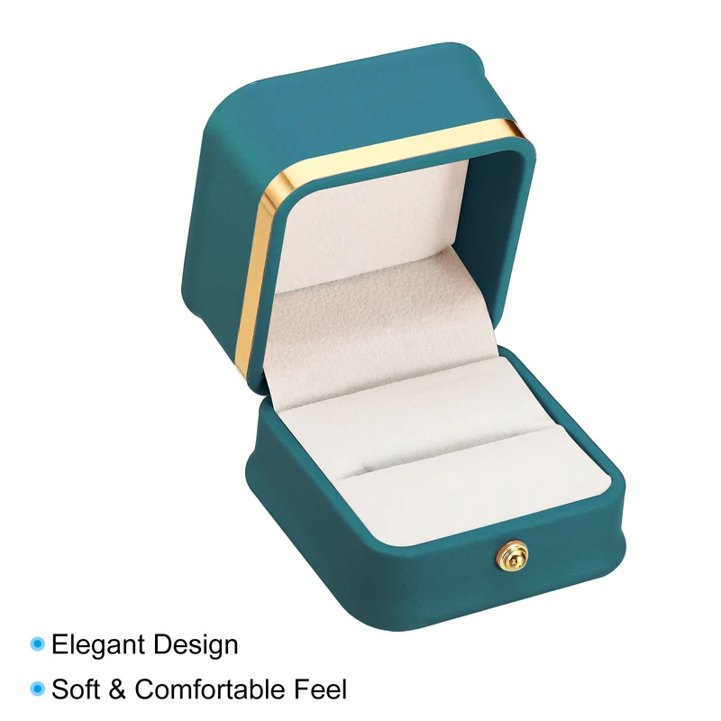 Velvet Ring Box, Single Slot Wedding Ring Box Jewelry Holder Style 2, Blue