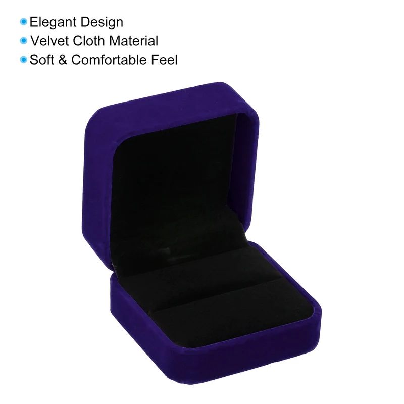 Velvet Ring Box 2pcs Double Slot Wedding Ring Jewelry Holder Style 1, Red
