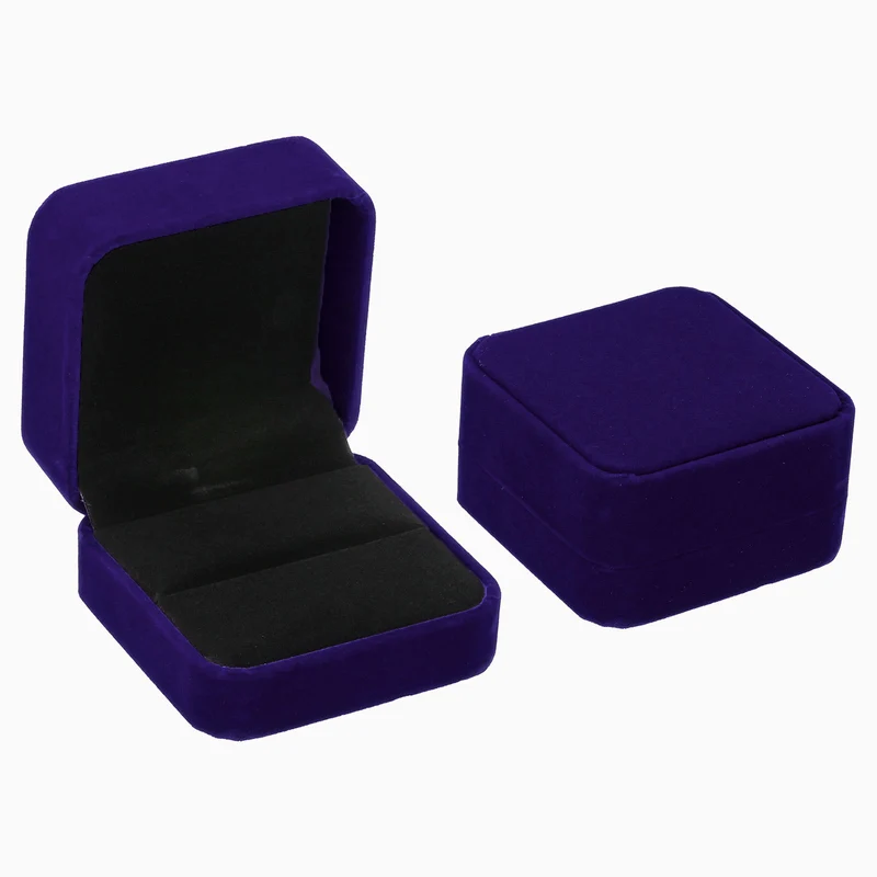 Velvet Ring Box 2pcs Double Slot Wedding Ring Jewelry Holder Style 1, Red