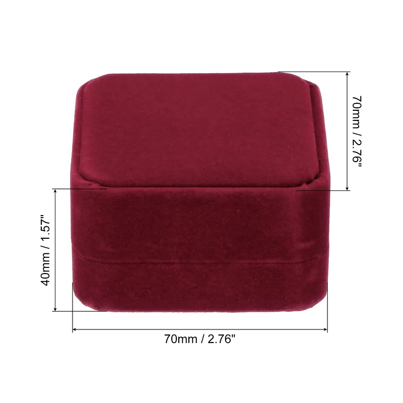 Velvet Ring Box 2pcs Double Slot Wedding Ring Jewelry Holder Style 1, Red