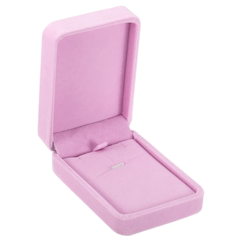 Velvet Necklace Box Single Slot Jewelry Holder for Wedding Style 2, Gray