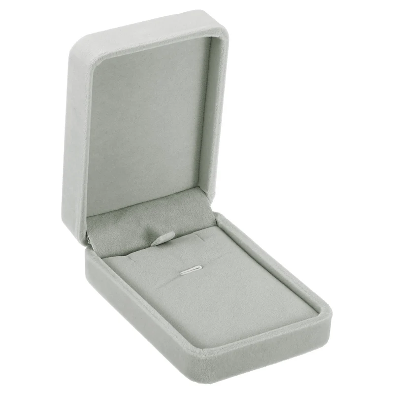 Velvet Necklace Box Single Slot Jewelry Holder for Wedding Style 2, Gray