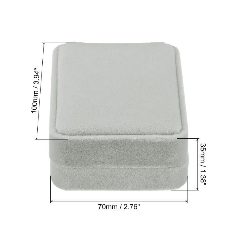 Velvet Necklace Box Single Slot Jewelry Holder for Wedding Style 2, Gray