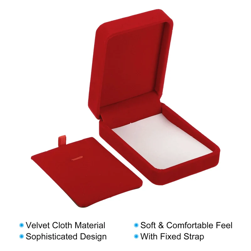Velvet Necklace Box Single Slot Jewelry Holder for Wedding Style 2, Gray