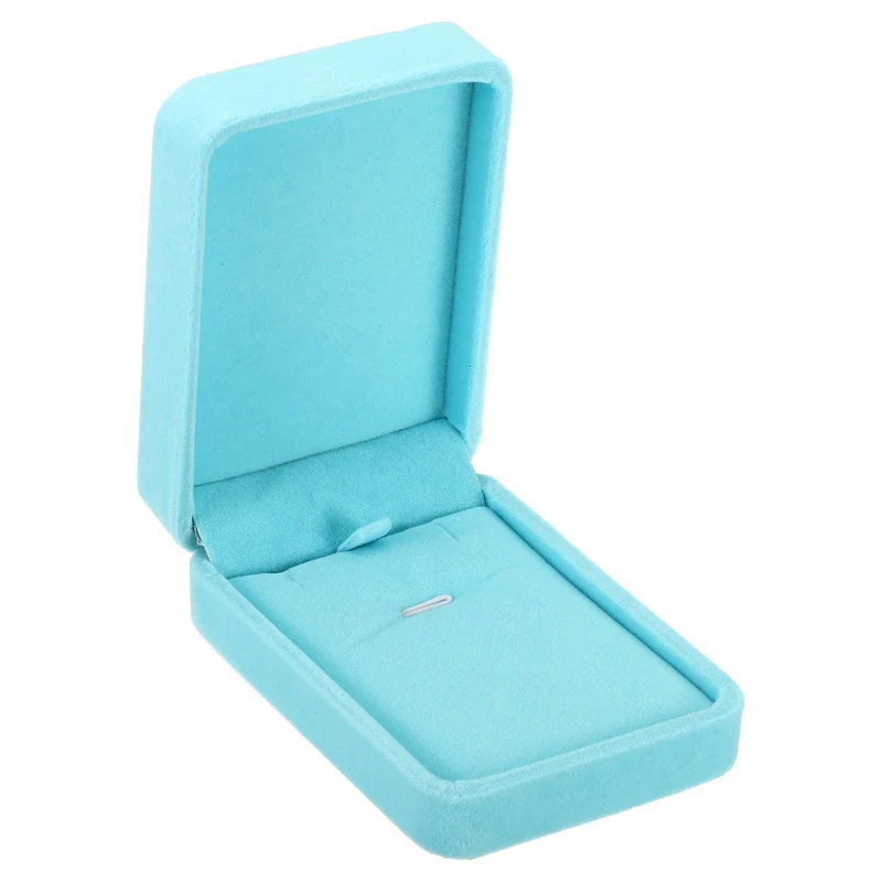 Velvet Necklace Box Single Slot Jewelry Holder for Wedding Style 2, Gray