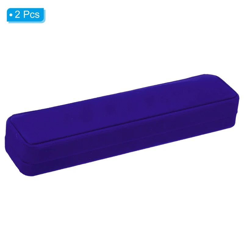 Velvet Necklace Box 2pcs Single Slot Long Chain Jewelry Holder Style 2, Purple