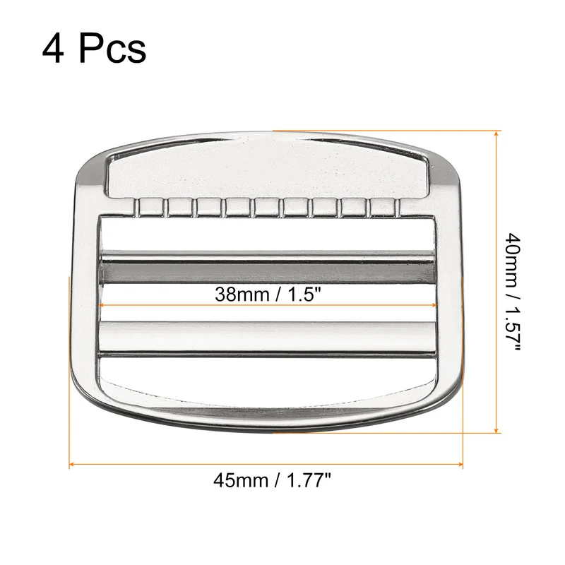 Uxcell Metal Ladder Buckle Slider Tri-Glider Metal Adjustable Buckles for Backpack Strap