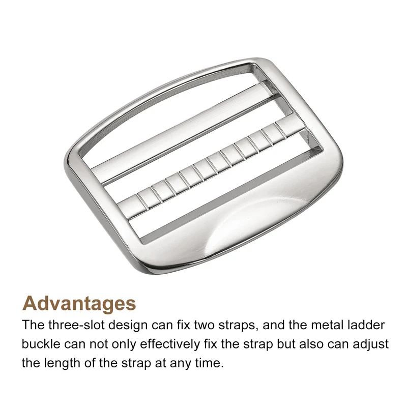 Uxcell Metal Ladder Buckle Slider Tri-Glider Metal Adjustable Buckles for Backpack Strap