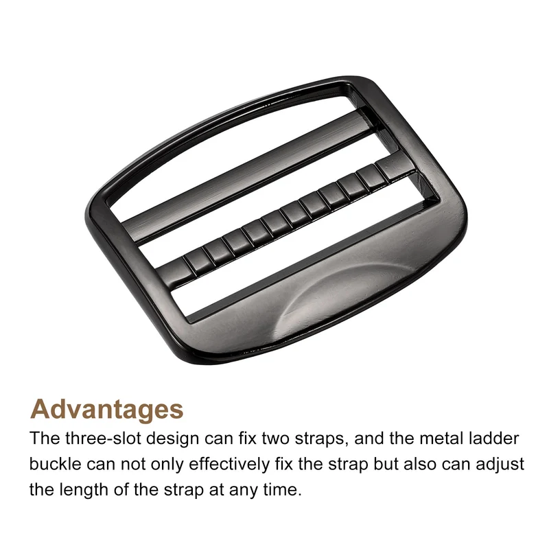 Uxcell Metal Ladder Buckle Slider Tri-Glider Metal Adjustable Buckles for Backpack Strap