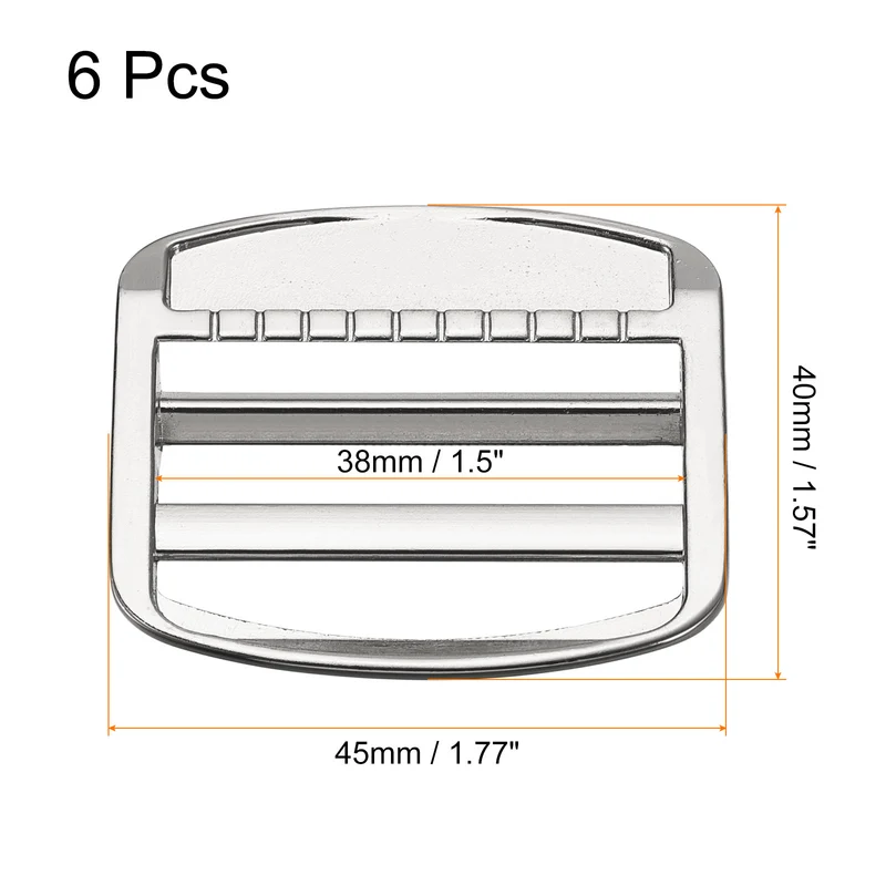 Uxcell Metal Ladder Buckle Slider Tri-Glider Metal Adjustable Buckles, for Backpack Strap