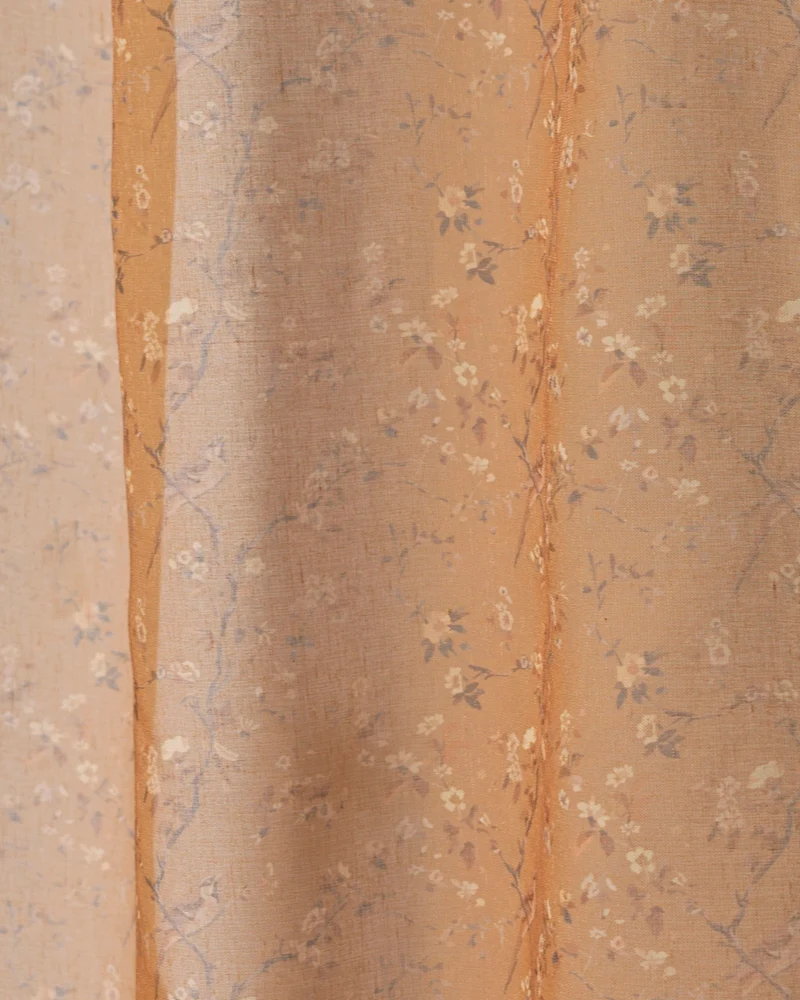 Amber Floral Patterned Sheer Fabric Swatches