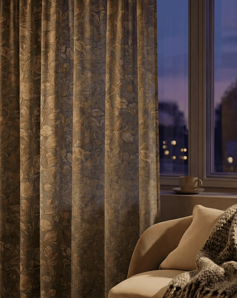 Awake Floral Patterned Sheer Custom Curtain