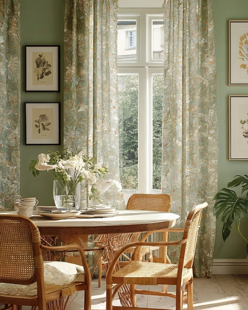 Awake Floral Patterned Sheer Custom Curtain