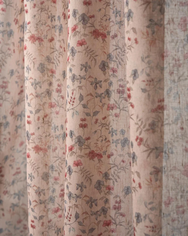 Sway Floral Patterned Sheer Custom Curtain