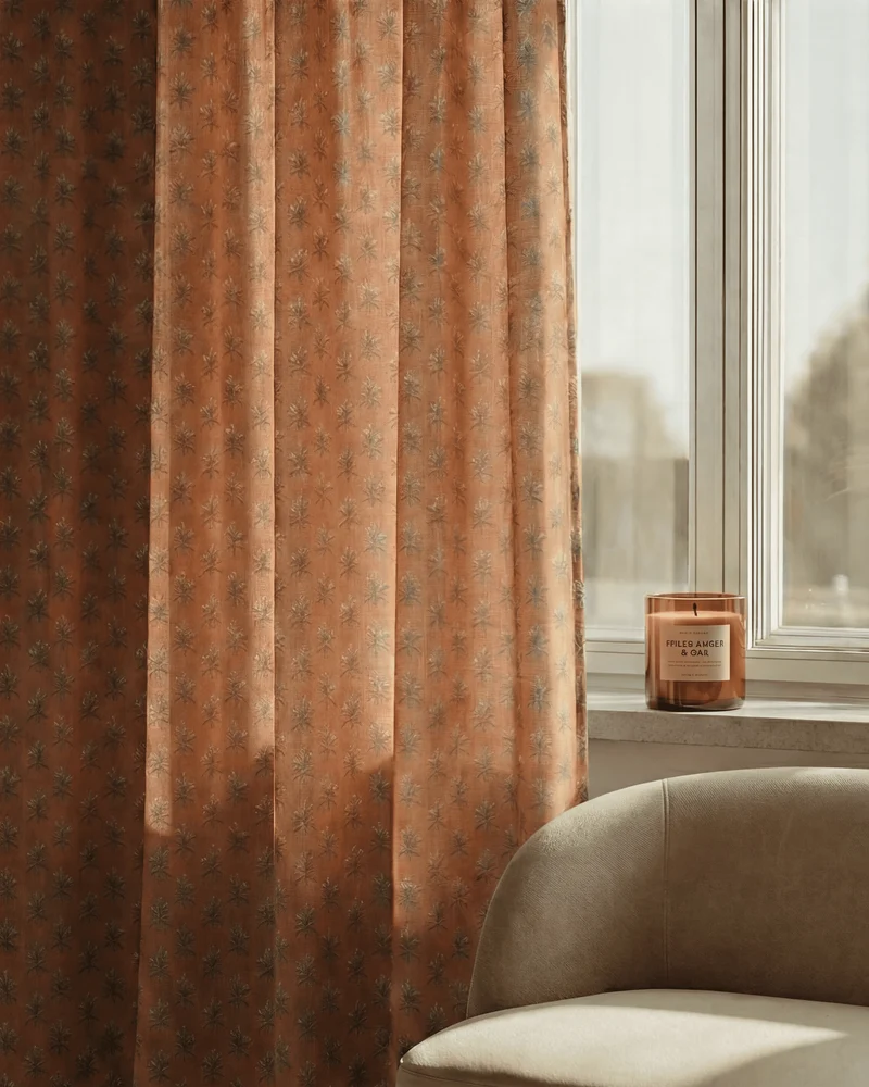 Rhythm Floral Patterned Sheer Custom Curtain