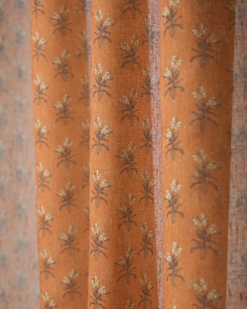 Rhythm Floral Patterned Sheer Custom Curtain