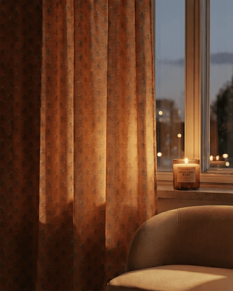 Rhythm Floral Patterned Sheer Custom Curtain