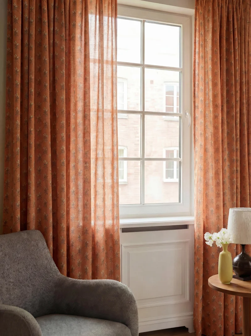 Rhythm Floral Patterned Sheer Custom Curtain