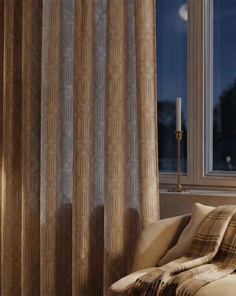 Interlace Linen Blend Patterned Custom Curtain