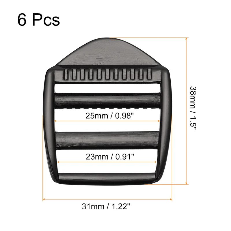 Uxcell Metal Ladder Buckle Slider Tri-Glider Metal Adjustable Buckles for Webbing Backpack Strap