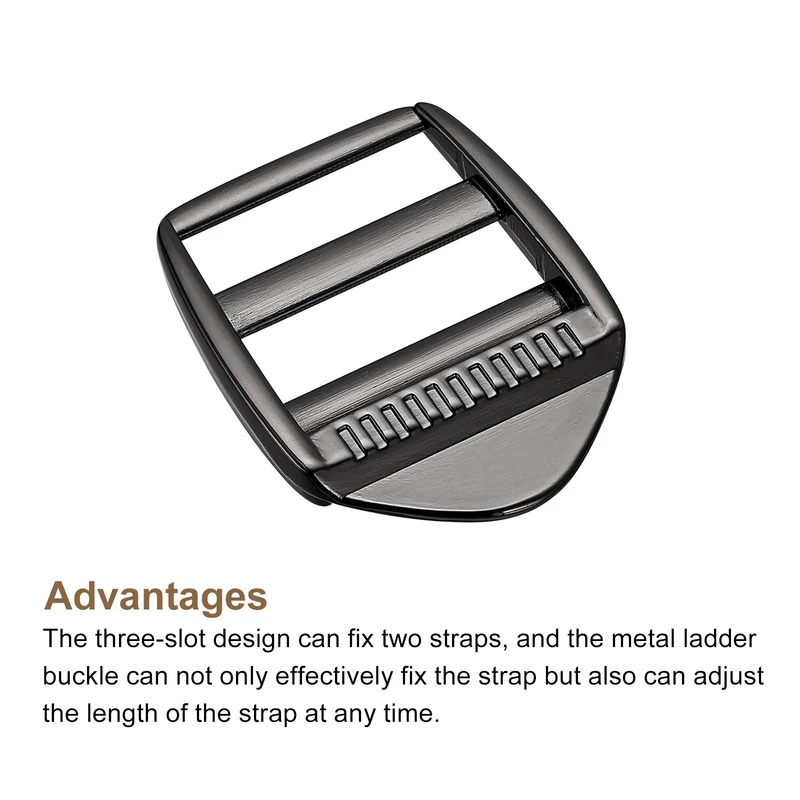 Uxcell Metal Ladder Buckle Slider Tri-Glider Metal Adjustable Buckles for Webbing Backpack Strap