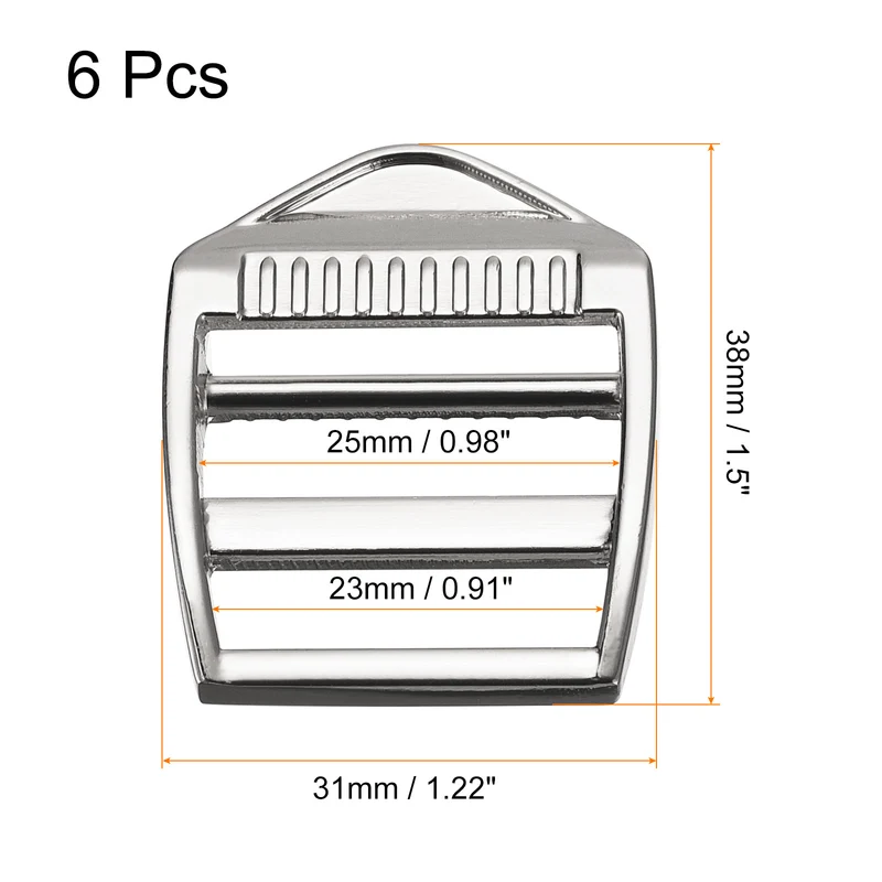 Uxcell Metal Ladder Buckle Slider Tri-Glider Metal Adjustable Buckles for Webbing Backpack Strap