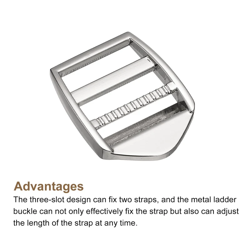 Uxcell Metal Ladder Buckle Slider Tri-Glider Metal Adjustable Buckles for Webbing Backpack Strap