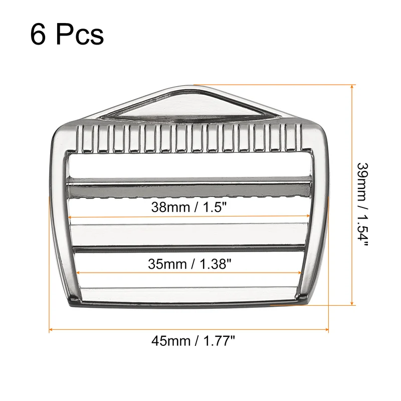 Uxcell Metal Ladder Buckle Slider Tri-Glider Metal Adjustable Buckles for Webbing Backpack Strap