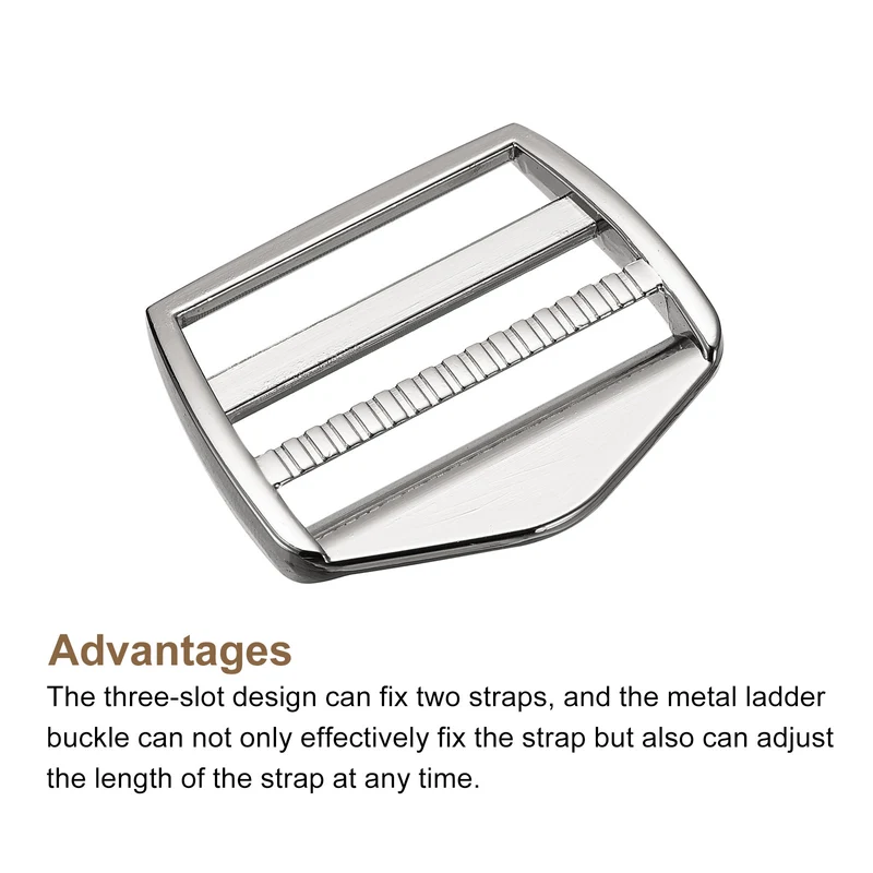 Uxcell Metal Ladder Buckle Slider Tri-Glider Metal Adjustable Buckles for Webbing Backpack Strap