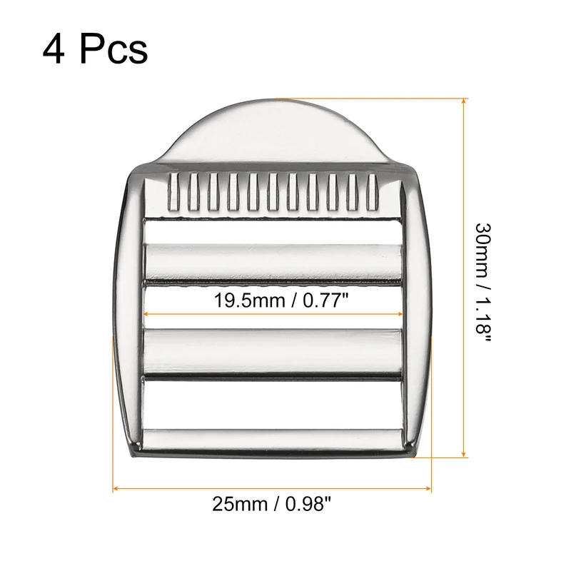 Uxcell Metal Ladder Buckle Slider Tri-Glider Metal Adjustable Buckles, for Webbing Backpack Strap