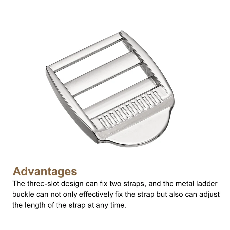 Uxcell Metal Ladder Buckle Slider Tri-Glider Metal Adjustable Buckles, for Webbing Backpack Strap