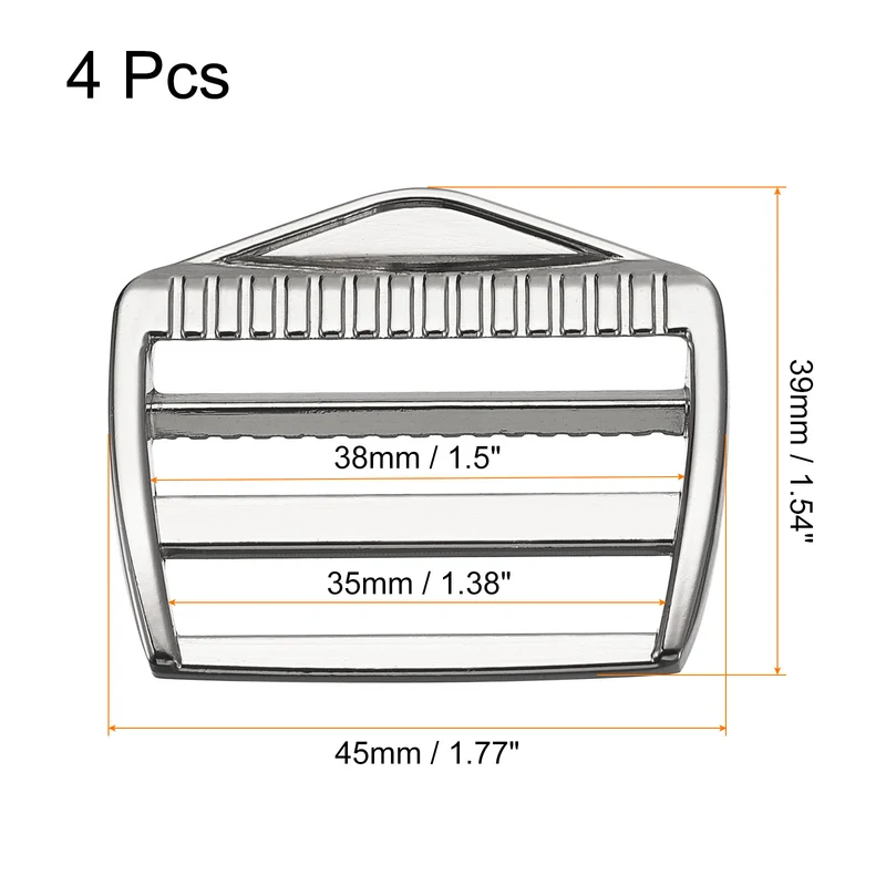 Uxcell Metal Ladder Buckle Slider Tri-Glider Metal Adjustable Buckles, for Webbing Backpack Strap