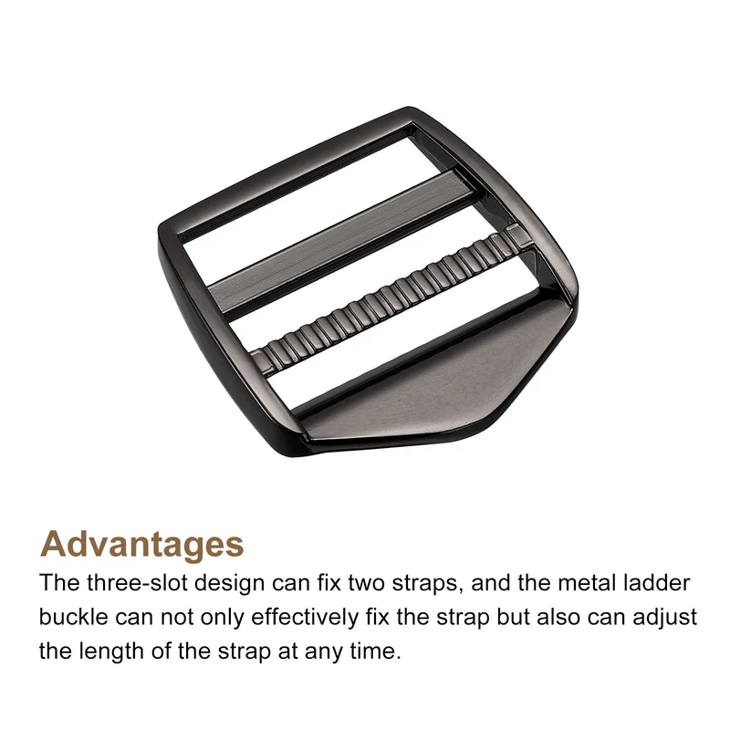 Uxcell Metal Ladder Buckle Slider Tri-Glider Metal Adjustable Buckles, for Webbing Backpack Strap