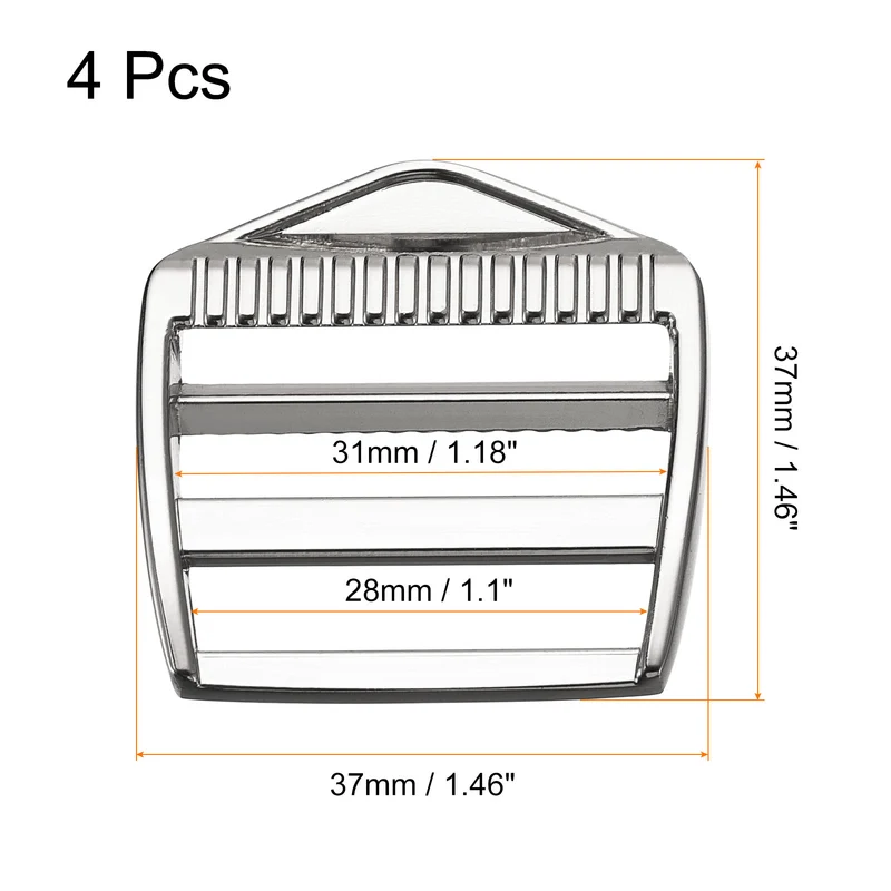 Uxcell Metal Ladder Buckle Slider Tri-Glider Metal Adjustable Buckles, for Webbing Backpack Strap