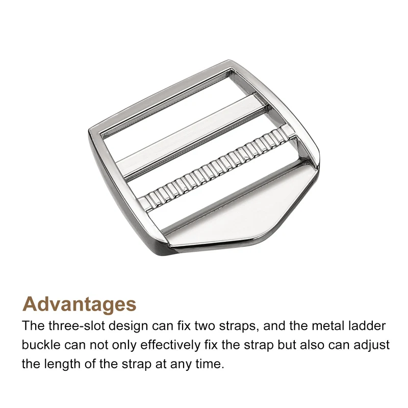 Uxcell Metal Ladder Buckle Slider Tri-Glider Metal Adjustable Buckles, for Webbing Backpack Strap