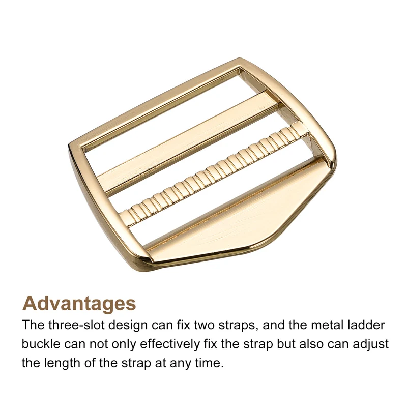 Uxcell Metal Ladder Buckle Slider Tri-Glider Metal Adjustable Buckles, for Webbing Backpack Strap