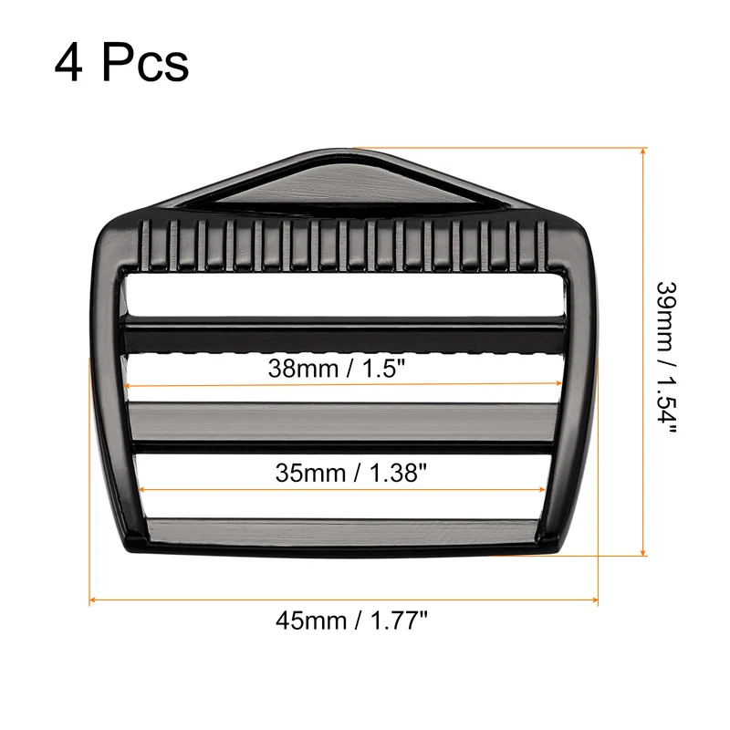 Uxcell Metal Ladder Buckle Slider Tri-Glider Metal Adjustable Buckles, for Webbing Backpack Strap