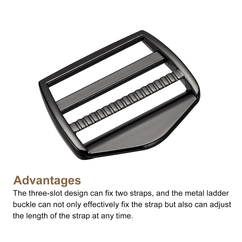 Uxcell Metal Ladder Buckle Slider Tri-Glider Metal Adjustable Buckles, for Webbing Backpack Strap