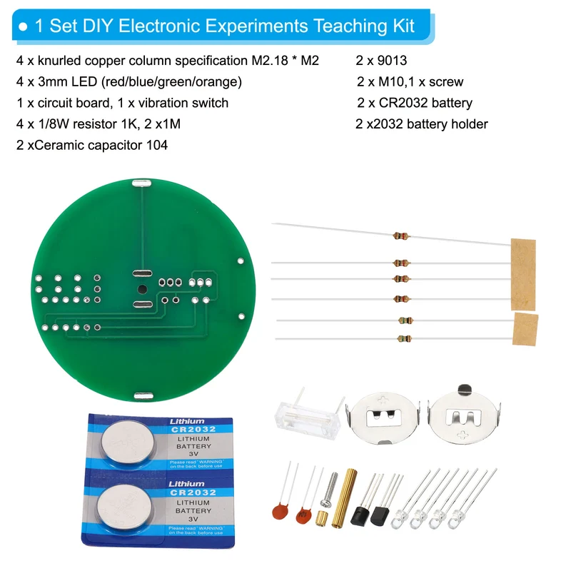 Soldering Practice Board, Electronics Kit Prototype PCB Board DIY Welding Circuit LED Rotary Gyroscope SMD/SMT for Beginner Teaching Experiment
