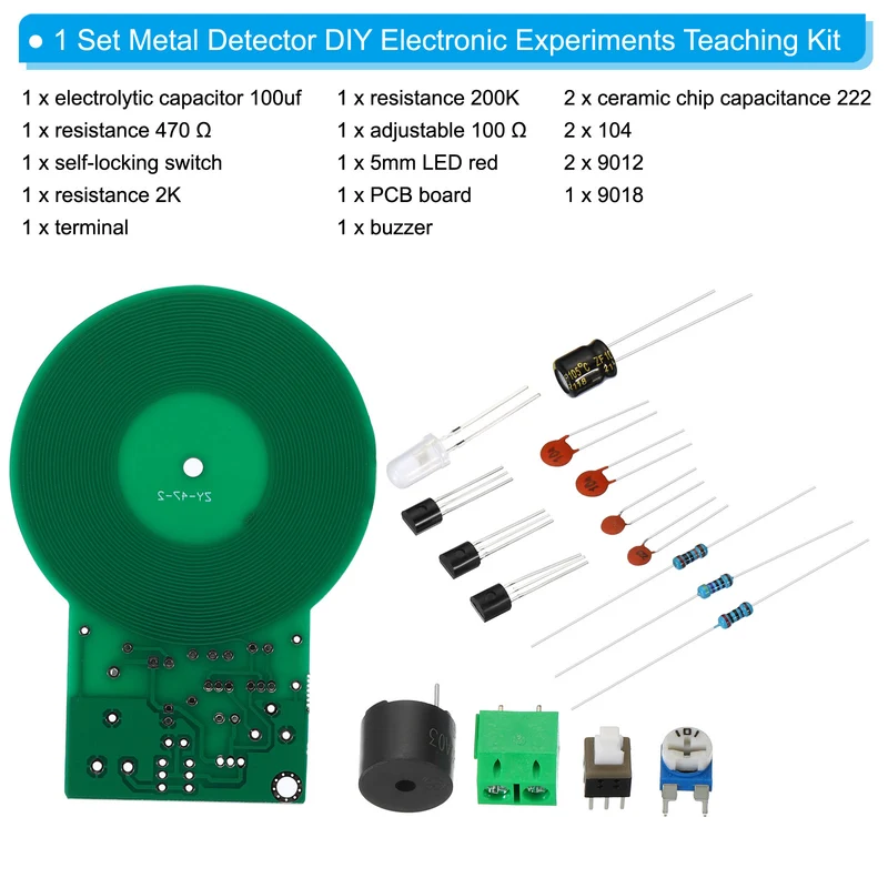 Soldering Practice Board, Electronics Kit Prototype PCB Board DIY Welding Circuit Metal Detector SMD/SMT for Beginner Experiment Teaching, 3-5V