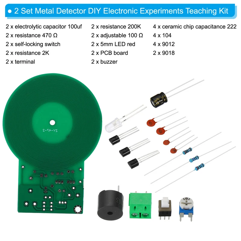 Soldering Practice Board, Electronics Kit Prototype PCB Board DIY Welding Circuit Metal Detector SMD/SMT for Beginner Experiment Teaching, 3-5V