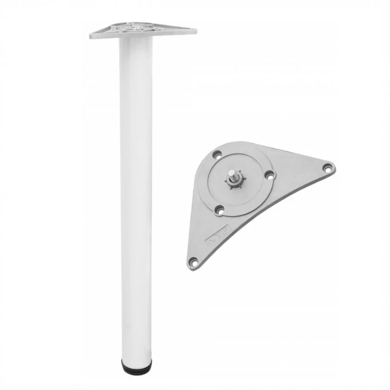 Tischbein 82 cm hoch - ZnAl Montageplatte - Weiß
