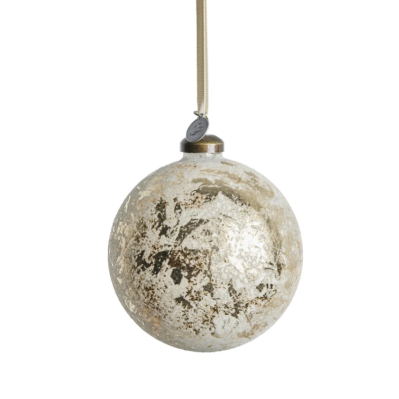 Clearena Weihnachtskugel Glas Ø 10 cm gebrochenes weiss