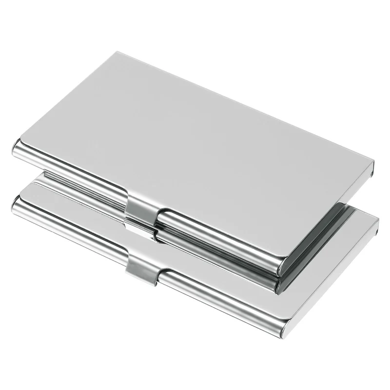 Business Card Holder, Reflective Stainless Steel Flip Slim Name Cards Case