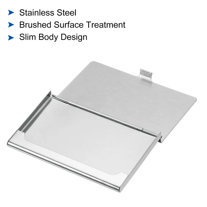 Business Card Holder, Reflective Stainless Steel Flip Slim Name Cards Case