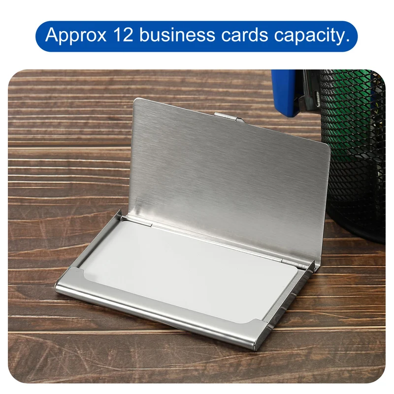 Business Card Holder, Reflective Stainless Steel Flip Slim Name Cards Case
