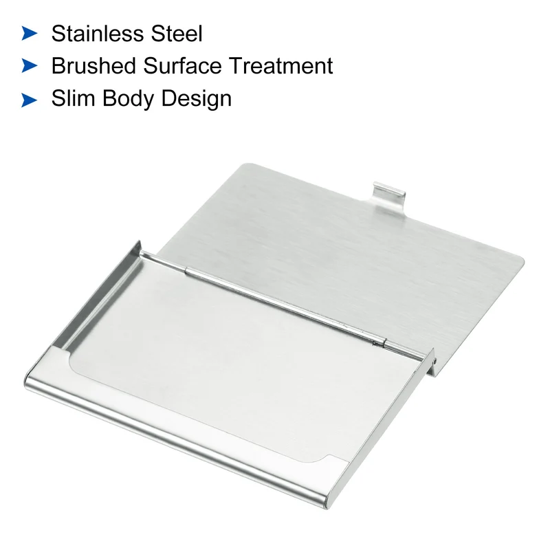 Business Card Holder, Stainless Steel Flip Cover Slim Cards Case